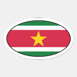 Sticker ovale du drapeau du Suriname