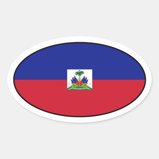 Sticker ovale du drapeau haïtien (Devant)