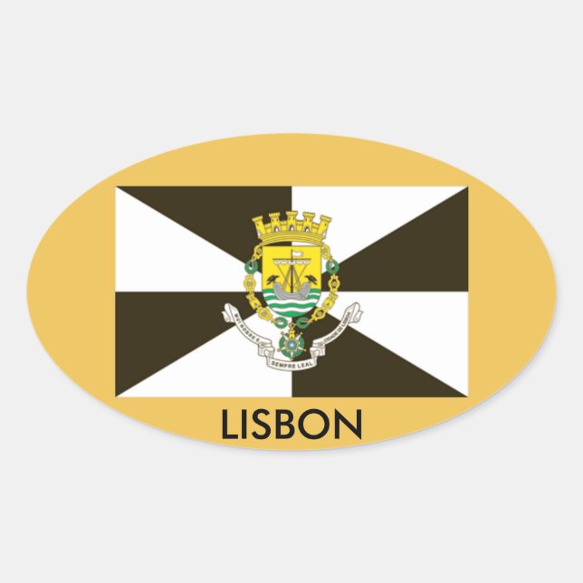 Sticker ovale du drapeau portugais de Lisbonne (Devant)