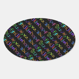 Sticker Ovale EAC coloré arc-en-ciel Crayons écriture manuscrite