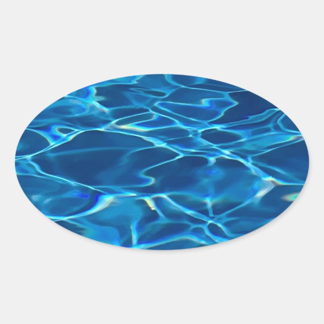 Sticker Ovale Eau de la piscine bleu foncé (Devant)