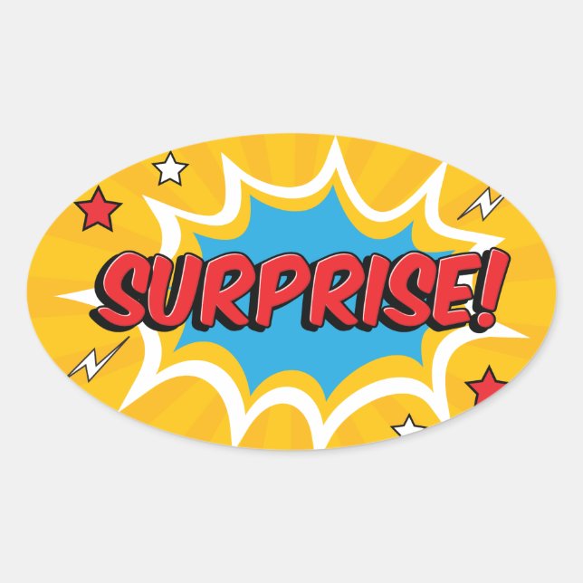 Sticker Ovale Éclatement de la surprise comique (Devant)