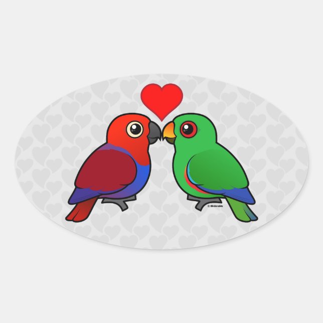 Sticker Ovale Eclectus Parrots en amour (Devant)