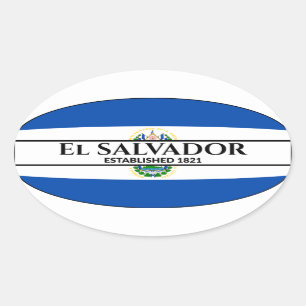 Sticker Ovale El Salvador Fondé Drapeau National 1821