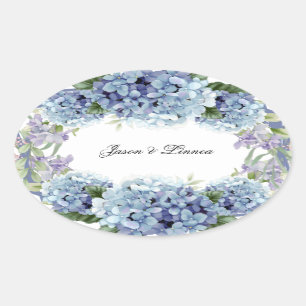 Sticker Ovale Élégant Aquarelle de Fleurs de Ne Pas Oublier