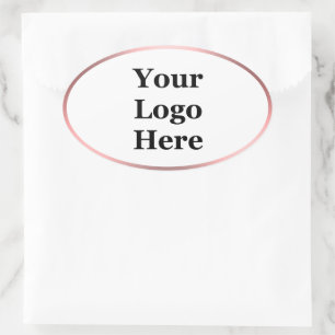 Sticker Ovale Élégant blanc et rose votre logo ici Modèle
