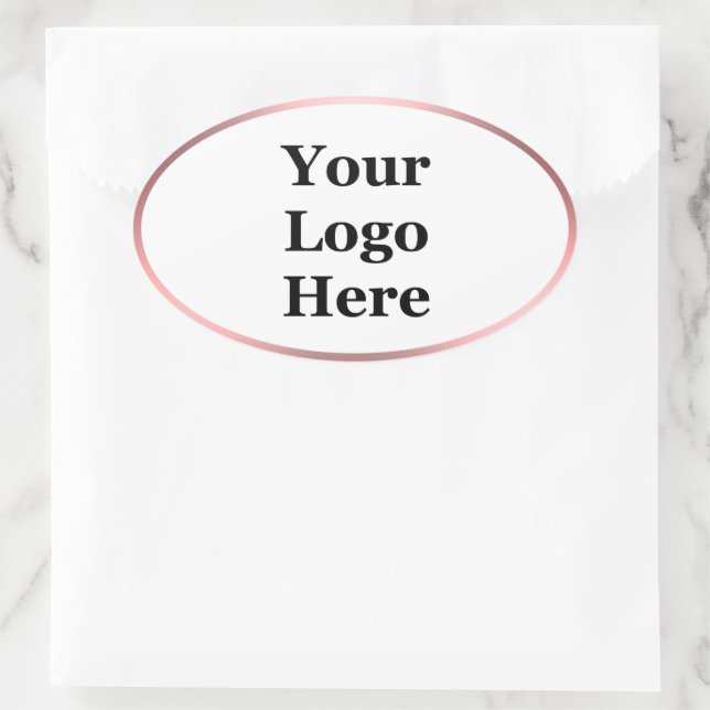 Sticker Ovale Élégant blanc et rose votre logo ici Modèle (Sac)
