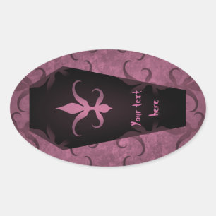 Sticker Ovale Elégant cercueil gothique Halloween en faveur étiq