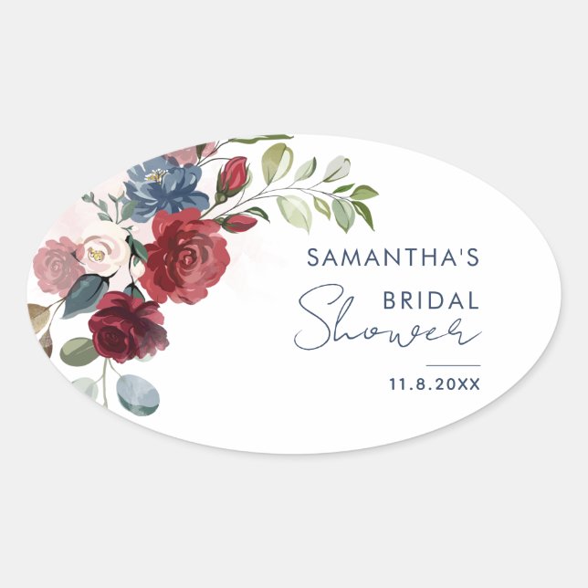 Sticker Ovale Élégant lavis floral mariage (Devant)