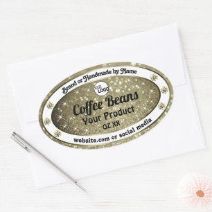 Sticker Ovale Élégant Parties scintillant Brown Produit Étiquett