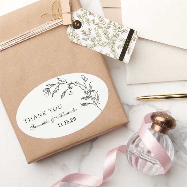 Sticker Ovale Élégante crête noire et blanche (Cadeaux)