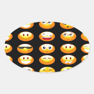 Sticker Ovale emojis noir