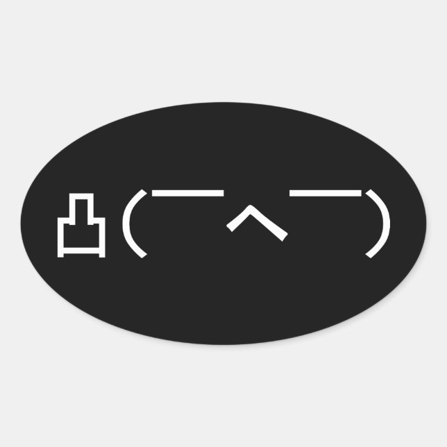 Sticker Ovale Emoticône du doigt moyen en colère Kaomoji japonai (Devant)