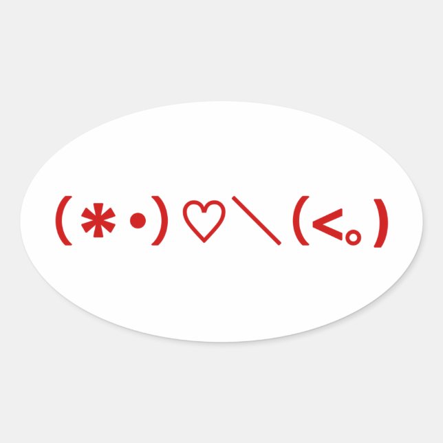 Sticker Ovale Émoticônes Heureuses Saintes-Valentin / Japonais (Devant)
