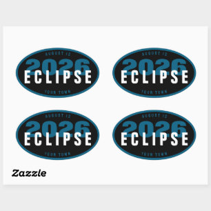 Sticker Ovale Emplacement de surveillance de l'éclipse de 2026 p