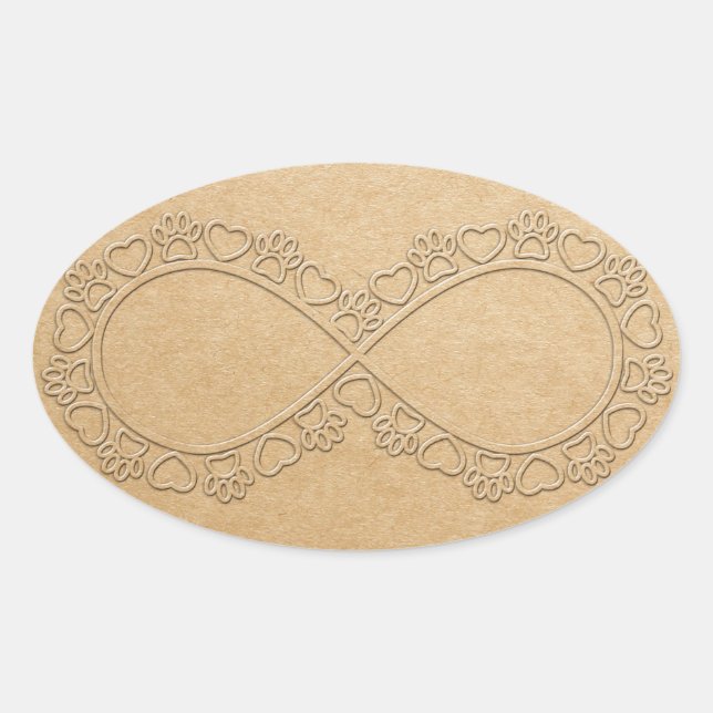 Sticker Ovale Empreinte de patte de chien d'amour infini (Devant)