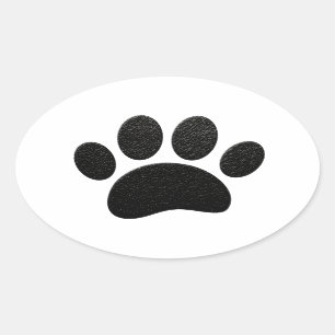 Sticker Ovale Empreinte de patte de chien de texture en cuir noi