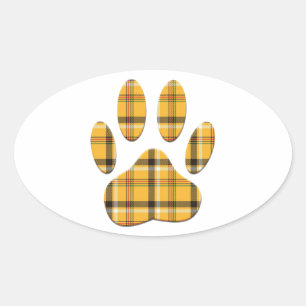 Sticker Ovale Empreinte de patte de chien Tartan