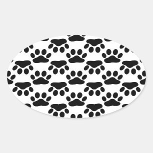 Sticker Ovale Empreintes de pattes de chiens haut et bas