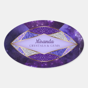 Sticker ovale en pierre de cristal Gem Galaxy 2
