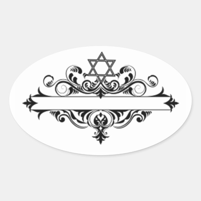 Sticker Ovale En-tête juif vintage (Devant)