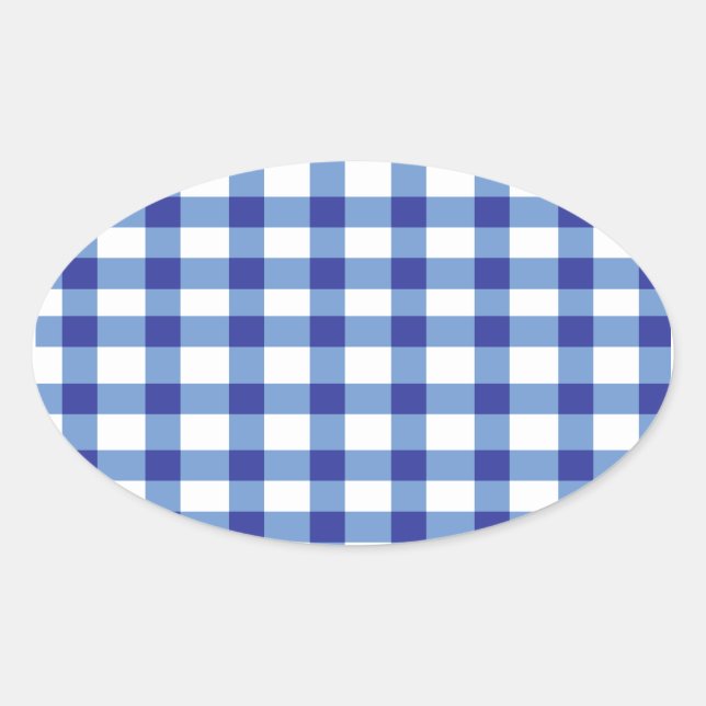 Sticker Ovale En vichy bleu (Devant)