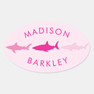 Sticker Ovale Enfants mignonnes de requin