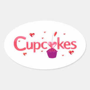 Sticker Ovale Enseigne de cupcake glacé