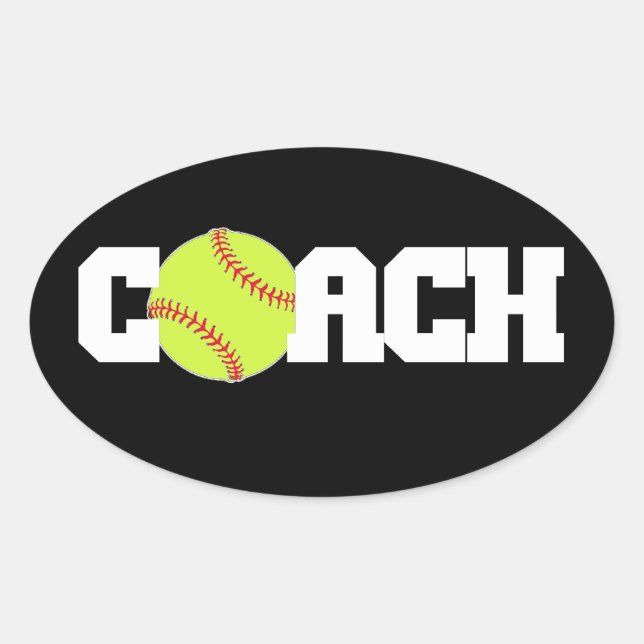 Sticker Ovale Entraîneur de softball (Devant)