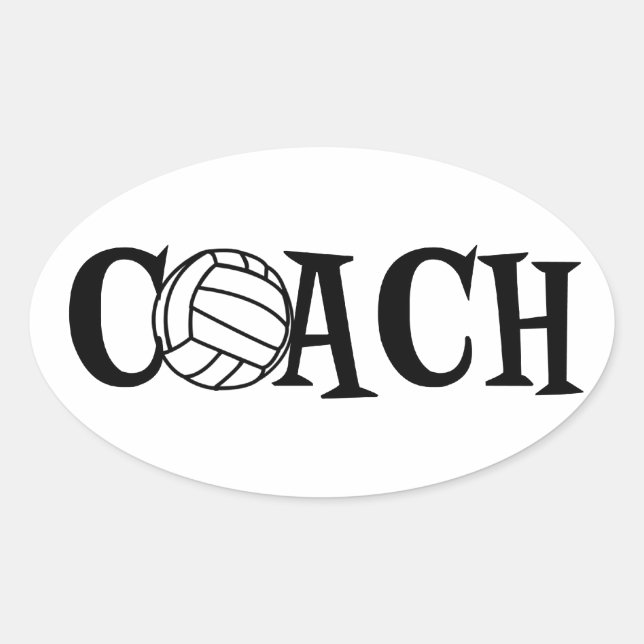 Sticker Ovale Entraîneur de volley-ball (Devant)