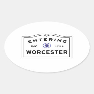Sticker Ovale Entrer dans la ville de Worcester mA