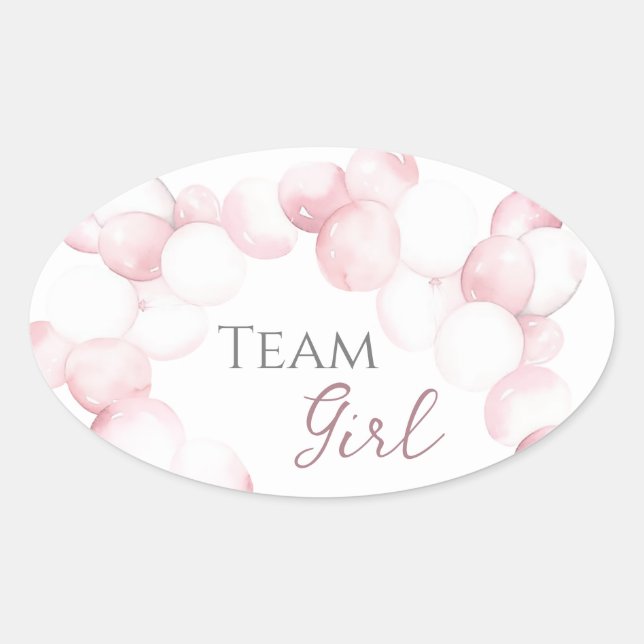 Sticker Ovale Équipe fille arc rose aquarelle Révélation de genr (Devant)