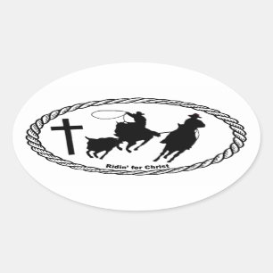 Sticker Ovale Équipe Roping l'euro style croisé