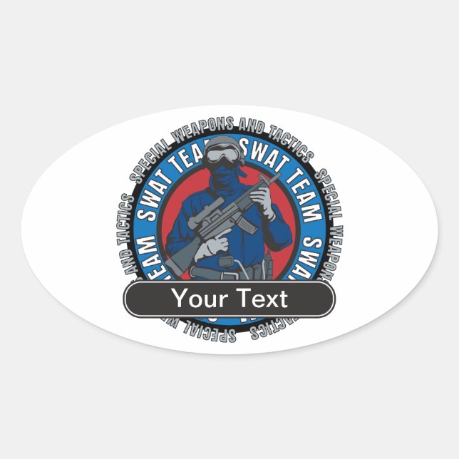Sticker Ovale Équipe SWAT personnalisée (Devant)
