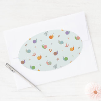 Sticker Ovale Escargots amusants