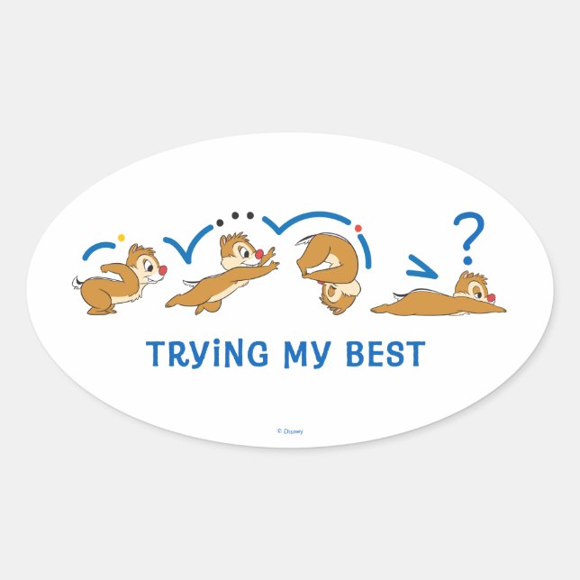 Sticker Ovale Essayer mon meilleur (Devant)