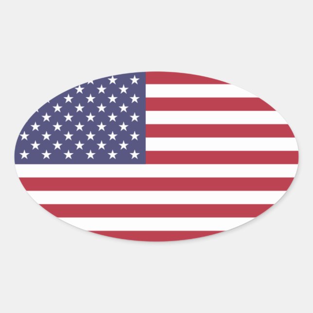 Sticker Ovale États-Unis d'Amérique rouge blanc et bleu (Devant)