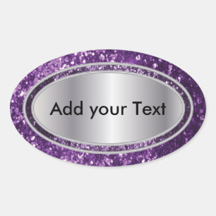 Sticker Ovale Étincelles violettes Glittery Glam