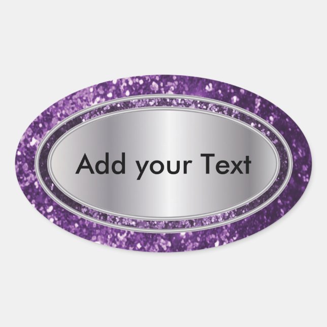 Sticker Ovale Étincelles violettes Glittery Glam (Devant)
