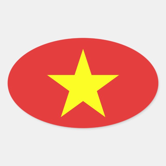 Sticker ovale étoile jaune drapeau du Vietnam (Devant)
