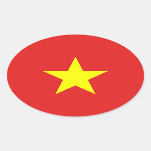 Sticker ovale étoile jaune drapeau du Vietnam