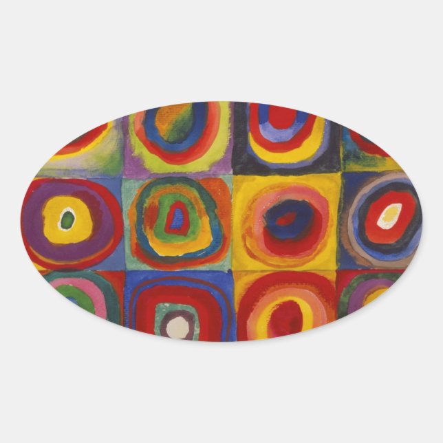Sticker Ovale Étude de couleur des cercles Carré par Kandinsky (Devant)