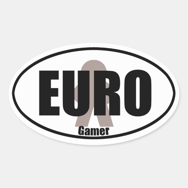 Sticker Ovale Euro Gamer Funny Meeple Tabletop Style Decal (Devant)