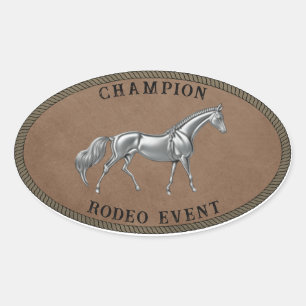 Sticker Ovale Événement de Rodéo Champion Country Western Person
