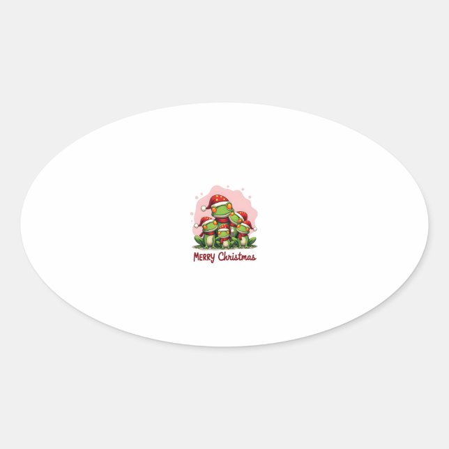 Sticker Ovale Family christmas frogs (1) (Devant)