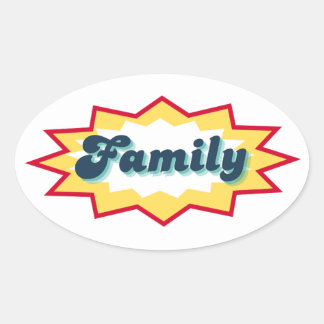 Sticker Ovale Family Sticker, comic book pop design