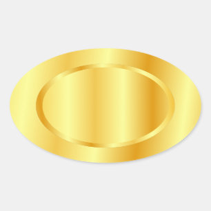 Sticker Ovale Faux Gold Metallic Look Blank Modèle tendance