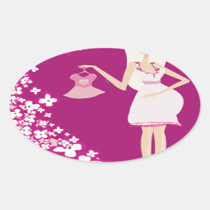 Sticker Ovale femme enceinte blonde