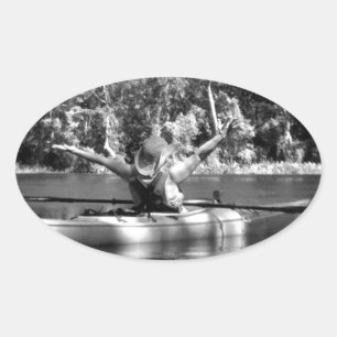 Sticker Ovale femme kayak
