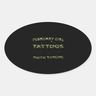 Sticker Ovale Février Fille Avec Tatouages Jolies Yeux